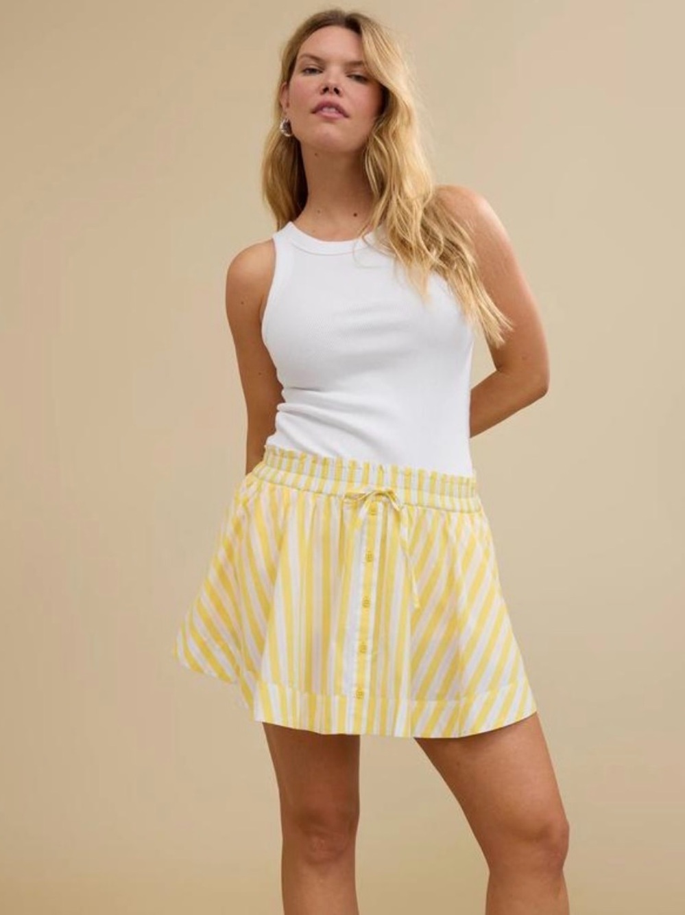 Aerie Striped Boxer Skort Skirt Short  Elastic Waist